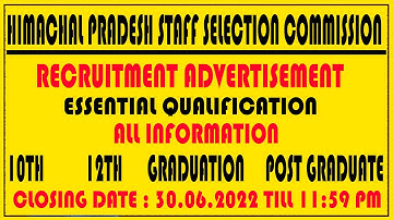 Himachal Pradesh Staff Selection Commission | Various Recruitment: Apply @https://hpsssb.hp.gov.in