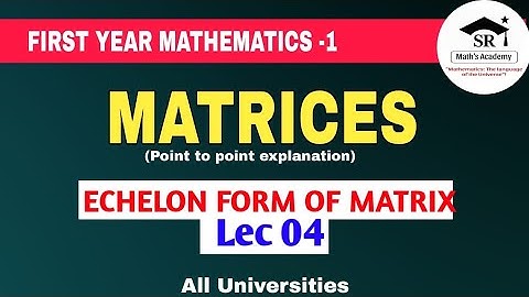 “Matrices Lecture 4 🔥|RANK OF MATRIX ECHELON FORM Explained In Hindi "| Matrices
