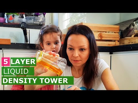 How to create five layer liquid density tower, science activities for kids, AtenaSciAndPlay