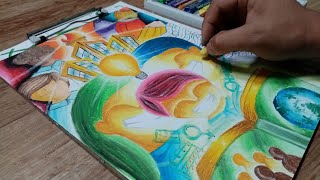 World Population Day 2020 Drawing | Poster Making Concept for Population Education - Oil Pastel