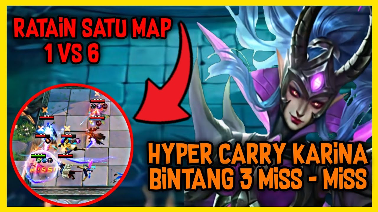 KARINA ⭐⭐⭐ COMBO ASTRO POWER + ASSASIN - RATAIN SATU MAP 1 VS 6 HERO  MAGIC CHESS UPDATE TERBARU