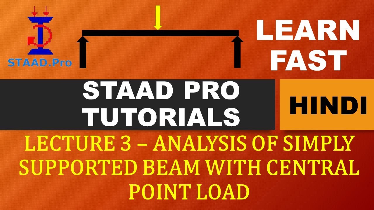STAAD PRO HINDI SERIES - 3. Analysis of Simply Supported Beam with ...