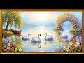 Dreamy Swan Lake Oil Painting | 1.5 Hours | TV Wallpaper | Gold Frame | TV Art Screensaver 🦢