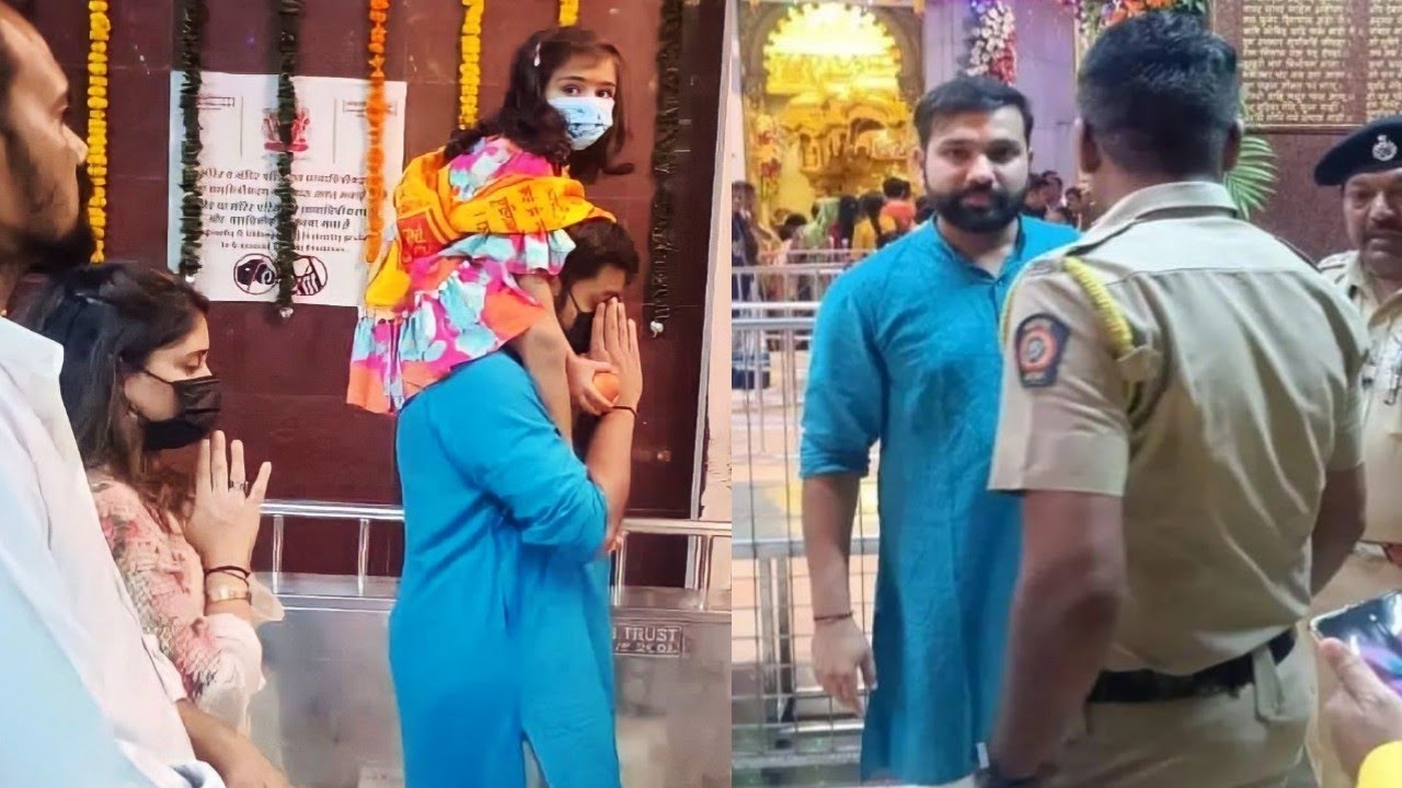 Rohit Sharma with wife in temple before going to Australia for t20 world cup ritika sajdeh daughter