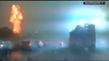 Lightning strike causes massive explosion