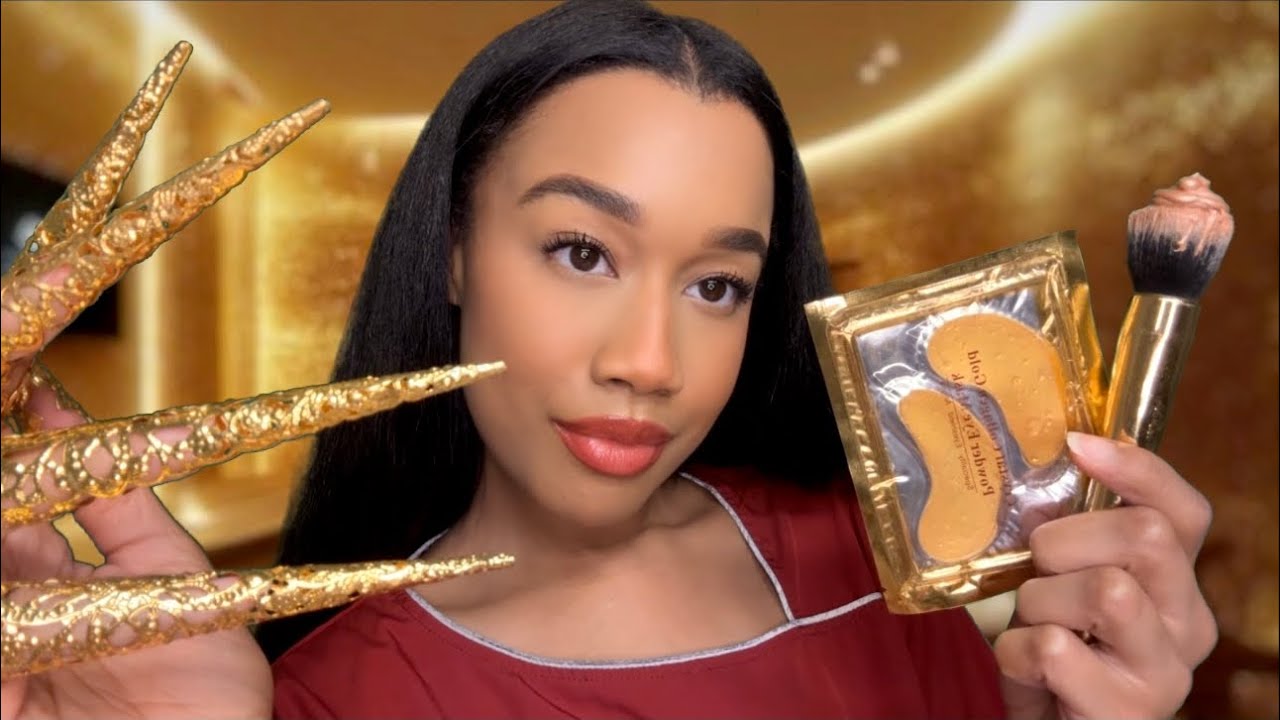 ASMR Luxury Golden Spa Role-play ✨🧖‍♀️ ASMR Close-up Personal Attention | Golden Triggers