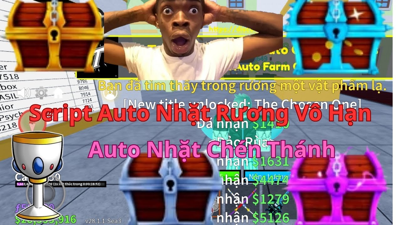 Hack Blox Fruit 28 — Script Auto Nhặt Rương Auto Key Râu Đen Auto Nhặt Chén Thánh Cực Ngon