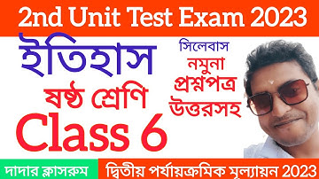 Class 6 History Second Unit Test Question Paper 2024/Class 6 History Unit Test Suggestion /Itihas