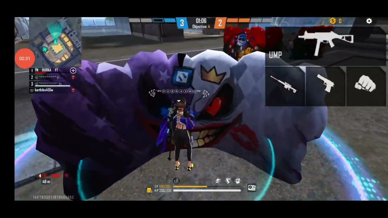 1vs4 free fire mass game play in Ak Gamer tamil💥