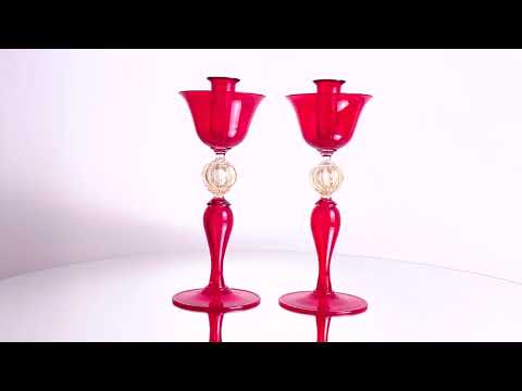 MARS DUST Coppia candelabri artistici rosso oro Video