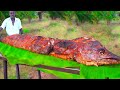 MONSTER SNAKE FISH TANDOOR | Primitive Technology Giant Fish Cooking | Village Grandpa Show