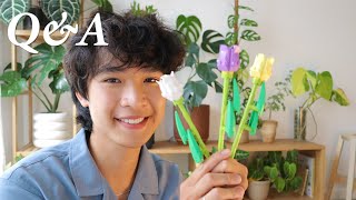 Q&A Personal Chat | how i met my bf, life goals, plants (while building LEGO flowers)