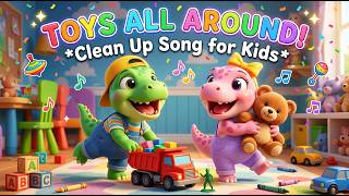 Toys All Around 🧸 | Clean Up Song for Kids | Nursery Rhymes with Cute Baby Dinosaurs | LearnOphant