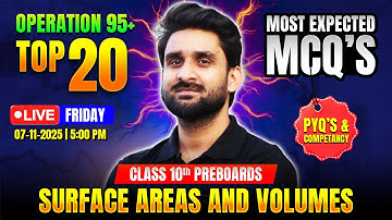 📐 Surface Areas and Volumes Top 20 MCQs 💯 | Operation 95+ | Class 10 Maths | English Murtaza Sir