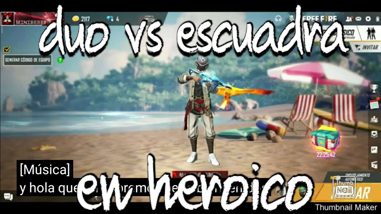FREE FIRE, partida en heroico dúo vs escuadra - YouTube