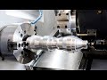 Fantastic Modern High Speed CNC Lathe Machine Working In Action, Heavy Duty Industrial Factory