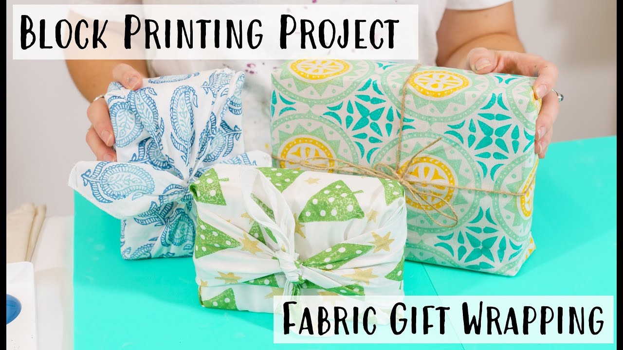 Print Your Own Fabric Gift Wrap - Block Printing Project - The Arty Crafty Place