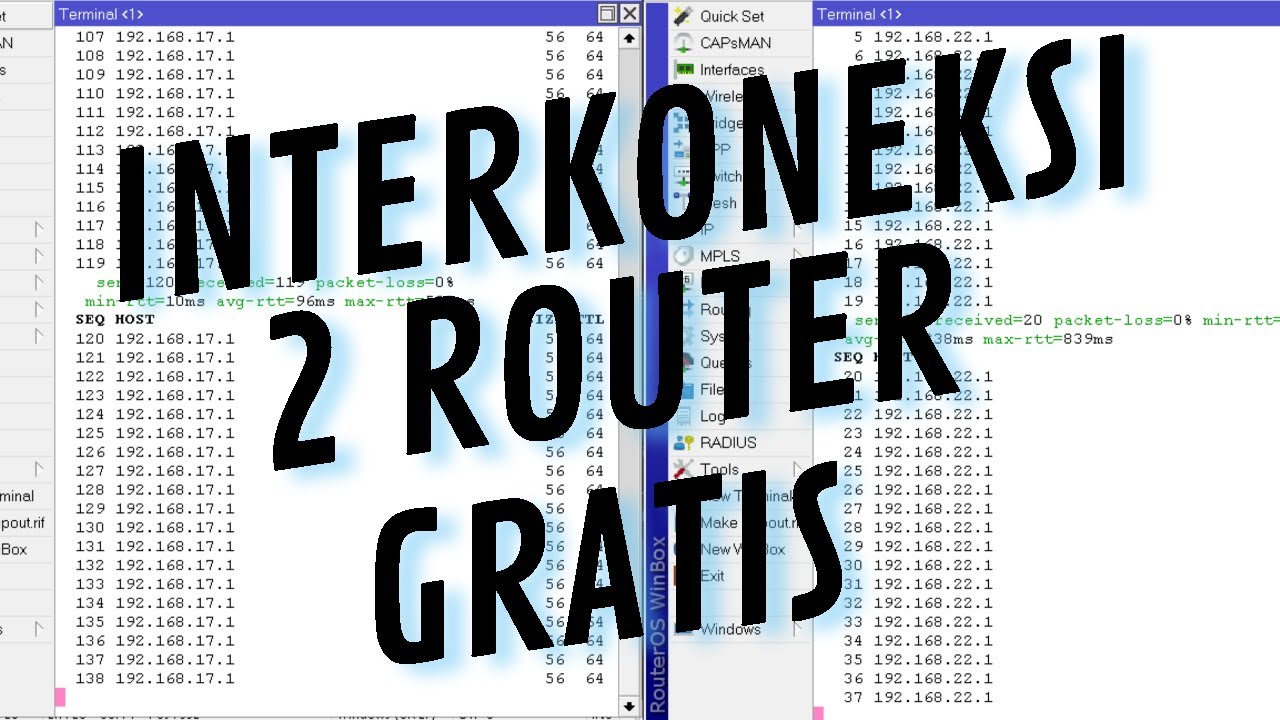SETTING INTERKONEKSI 2 ROUTER DI MIKROTIK - YouTube