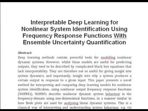 Interpretable Deep Learning for Nonlinear System Identification Using ...