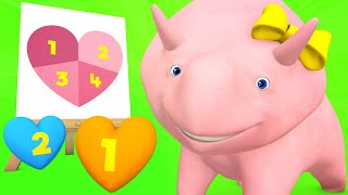 VALENTINE'S DAY - Counting CANDY hearts - Learn with Dino the Dinosaur Educational cartoon for Kids screenshot 1