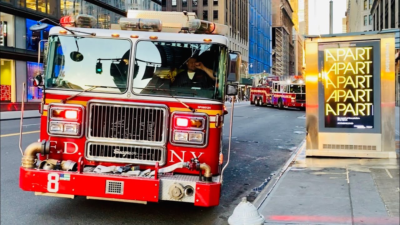 FDNY ENGINE 8 & FDNY LADDER 2 RESPONDING ON WEST 57TH STREET IN MIDTOWN ...