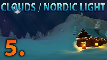 Add Clouds / Nordic Lights  | Winter environment modeling 3d tutorial 5.