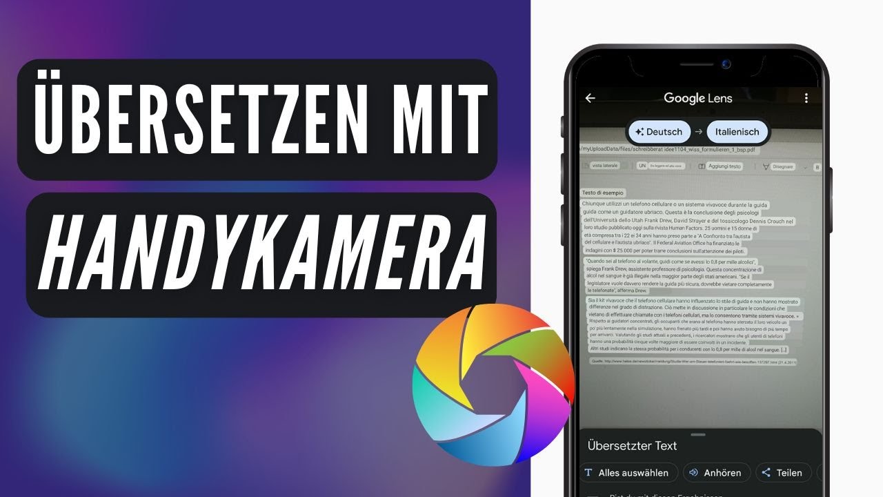 Übersetzen mit Handykamera