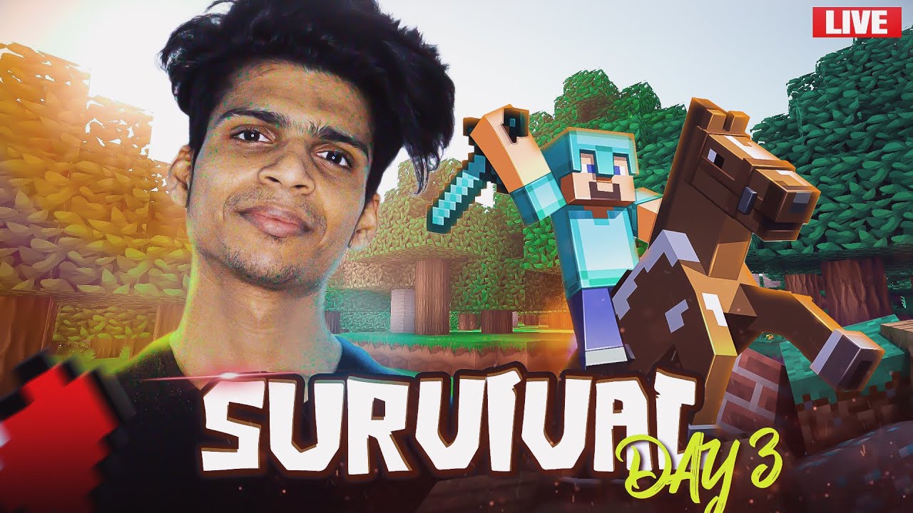 🔴LIVE MINECRAFT SURVIVAL DAY3 FUN WITH PKGAMER - YouTube
