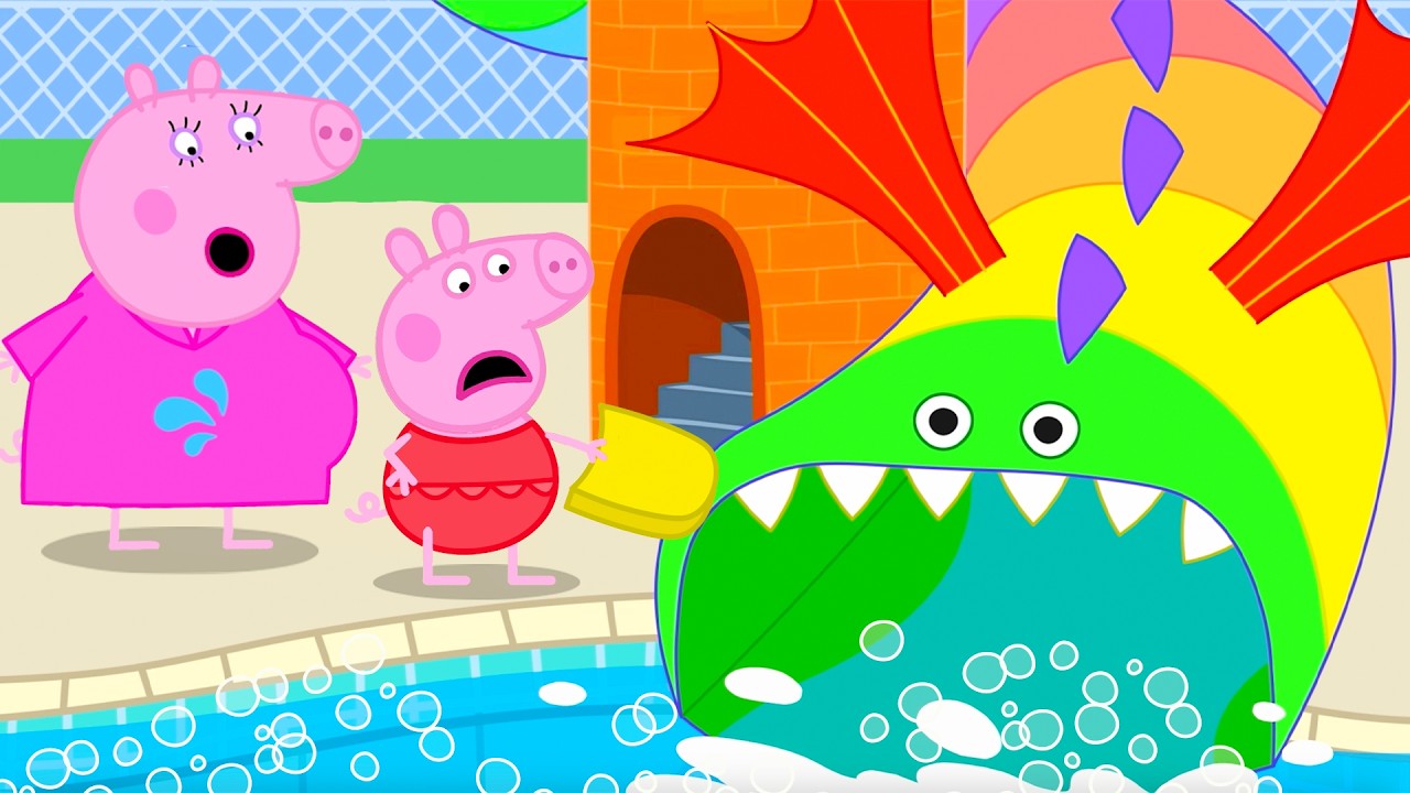 Peppa Pig Visits the RAINBOW Water Park Slide! 🌈  Brave Adventure | Full Episodes Cartoon | 20 Mins