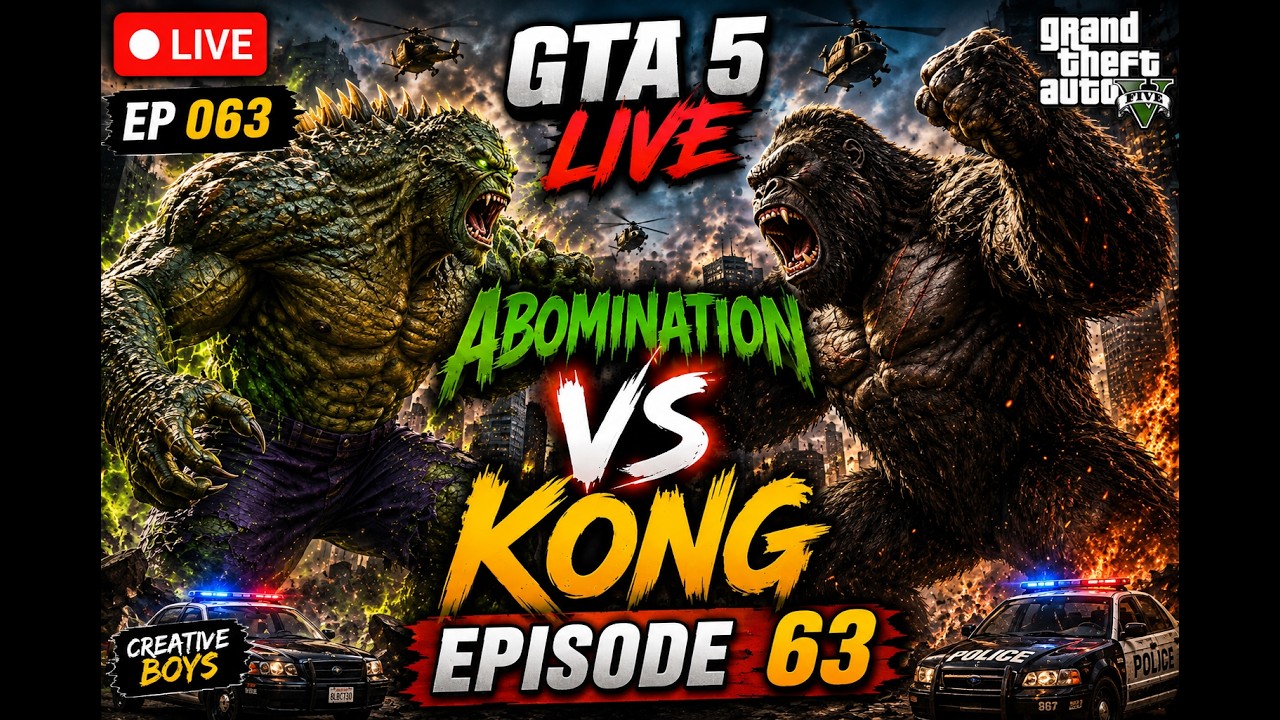 🔴 GTA 5 LIVE | ABOMINATION VS KONG FULL TIMEPASS EP 063 #gtav #gta5 #games #verticallive
