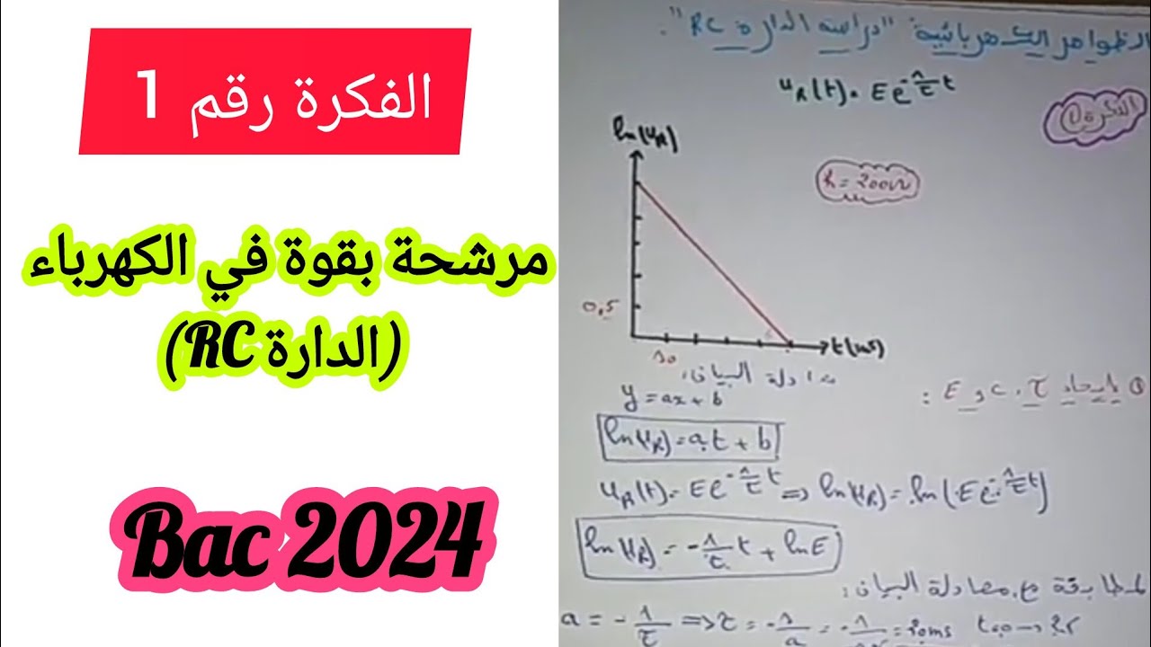 الفكرة رقم( 1) مرشحة بقوة في الكهرباء (الدارة RC)/بكالوريا 2024