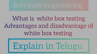 white box testing in software engineering in Telugu white box testingsoftware engineering