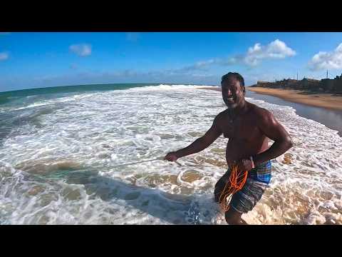 Oh! Hardworking Fisherman Cast Netting In Rough Sea