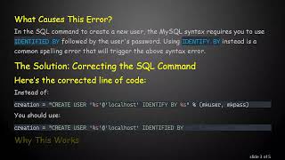 How to Fix MySQL Syntax Error: Using IDENTIFIED BY Instead of IDENTIFY BY