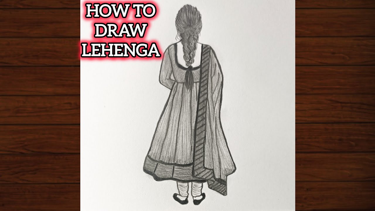 How to Draw Bridal Lehenga Choli | Indian Bridal Dress Drawing
