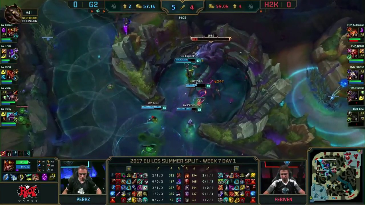 H2K vs G2 Highlights Game 1 EU LCS SUMMER 2017