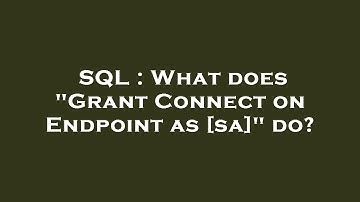 SQL : What does "Grant Connect on Endpoint as [sa]" do?