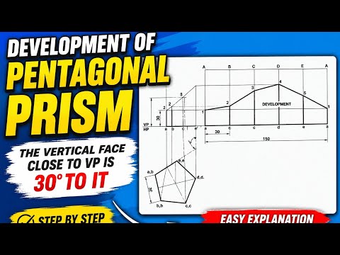 Development of Pentagonal prism the vertical face close to VP is 30degree to it