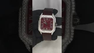 Red Dial Moissanite Watch ⌚ Luxury Leather Style #Shorts