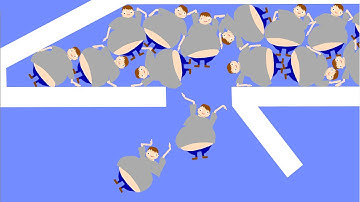 【Algodoo】Skydiving and landing on a trampoline !　スカイダイビングでトランポリンに着地！