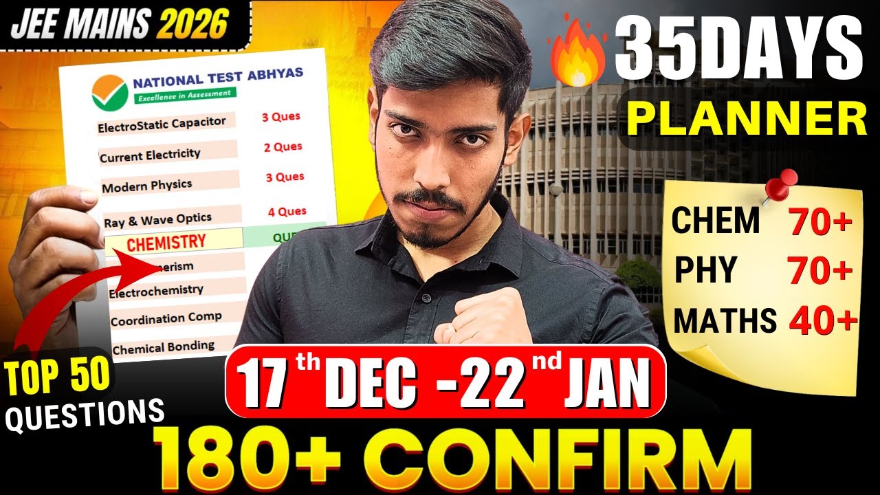 JEE Mains 2026: 35 DAYS Planner for 99%ile🔥| Weekly Planner to Score ...