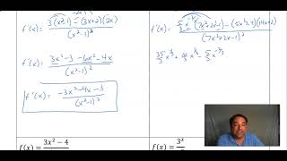 MAC2233 Test Ch 3 Review Question 5 Quotient Rule