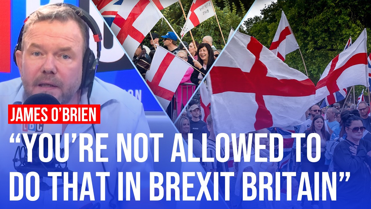 James O'Brien returns from holiday to find England covered with flags