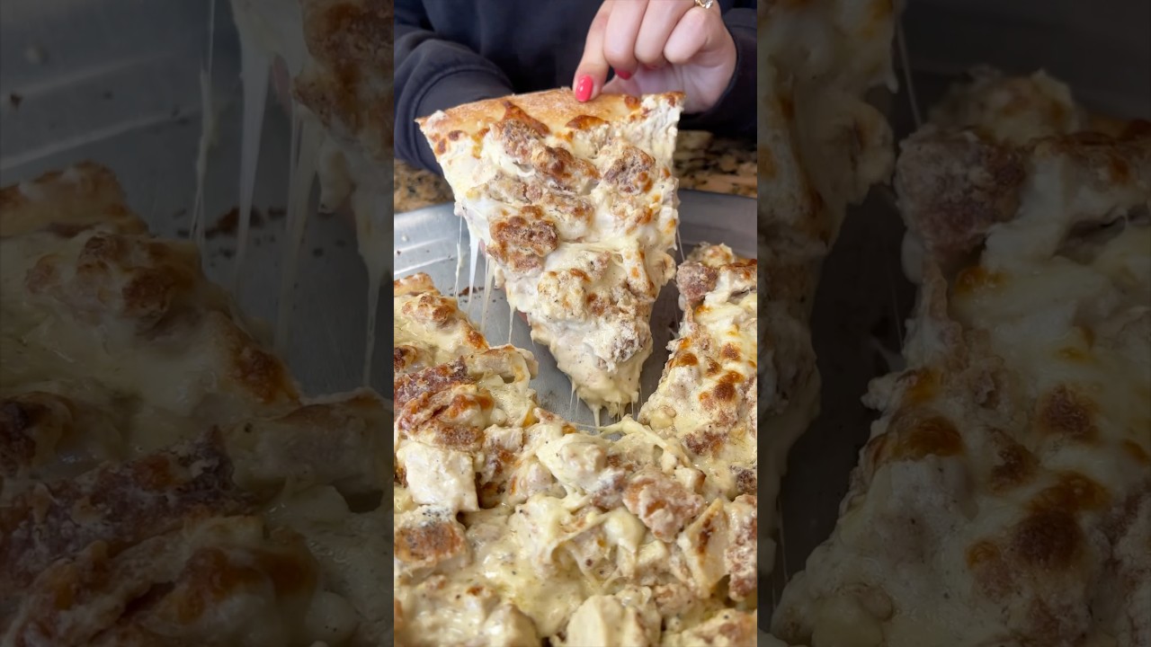 CHICKEN ALFREDO vs BUFFALO CHICKEN Pizzas from Frank & Danny’s Pizza in Staten Island! #DEVOURPOWER