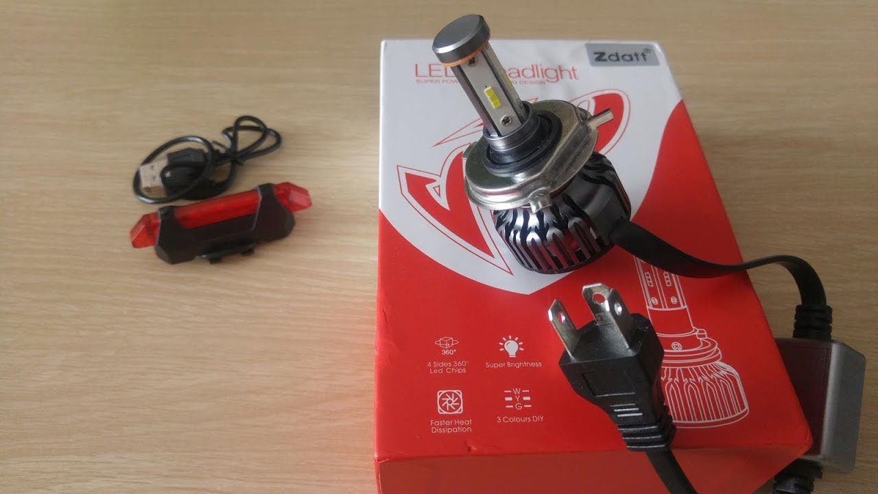 Unboxing. Zakupy na Aliexpress. Żarówka Led H4, Lampka rowerowa USB