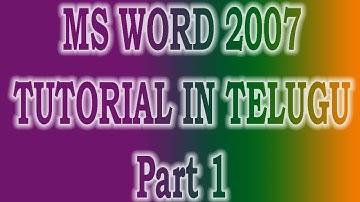 MS Word 2007 In Telugu Part 1 (Anjimvideos)