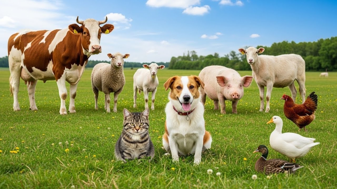 Cute Farm Animals Compilation Goat, Rabbit, Monkey, Chicken, Cat, Buffalo, Cow  Animal Video