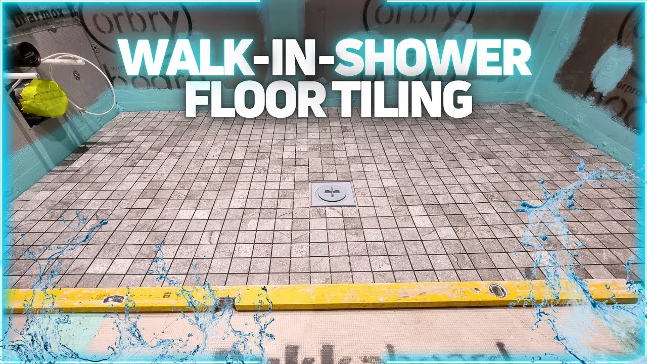 Learn How To Tile a Wet Room Floor With Mosaic Tiles! - YouTube