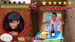 Thử Thách Cắm Trại Dưới Lòng Đất 0 Sao vs 6 Sao | Nhà Dưới Đất 10k vs Nhà Dưới Đất 10 Triệu