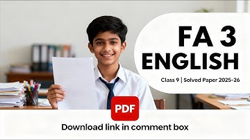 9th class FA 3 Question paper with key answer 2025 - 26 | 9th Class Second Language English